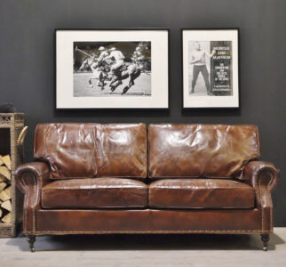 Ledersofa Vintage Stil braun 1