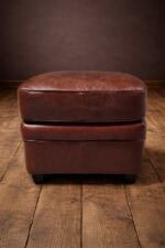 Vintage Leder Fußhocker braun 2