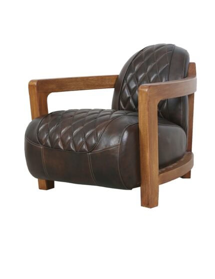 Designsessel braun mit Eichenholz 2