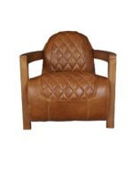 Designsessel cognac mit Eichenholz 1