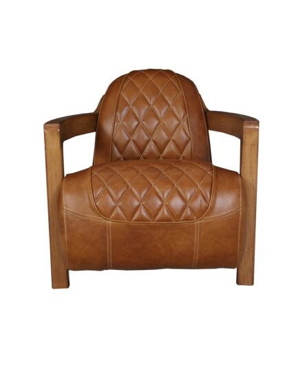 Designsessel cognac mit Eichenholz 1