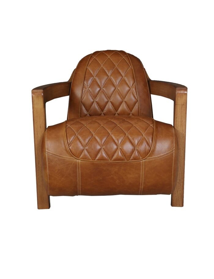 Designsessel cognac mit Eichenholz 1