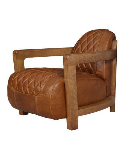 Designsessel cognac mit Eichenholz 2