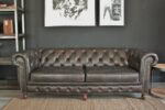 Chesterfield 3-Sitzer Leder braun 1