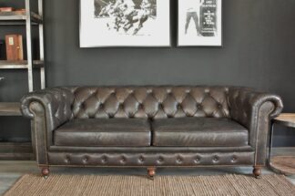 Chesterfield 3-Sitzer Leder braun 1